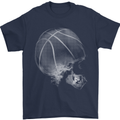 Basketball Skull Mens T-Shirt 100% Cotton Navy Blue