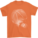Basketball Skull Mens T-Shirt 100% Cotton Orange