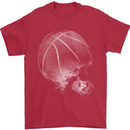 Basketball Skull Mens T-Shirt 100% Cotton Red