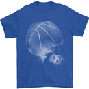 Basketball Skull Mens T-Shirt 100% Cotton Royal Blue