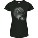 Basketball Skull Womens Petite Cut T-Shirt Black