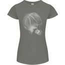 Basketball Skull Womens Petite Cut T-Shirt Charcoal
