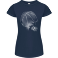Basketball Skull Womens Petite Cut T-Shirt Navy Blue