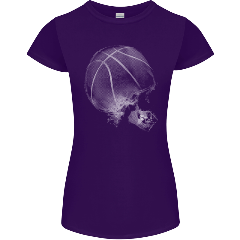 Basketball Skull Womens Petite Cut T-Shirt Purple