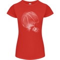 Basketball Skull Womens Petite Cut T-Shirt Red