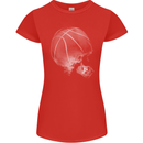 Basketball Skull Womens Petite Cut T-Shirt Red