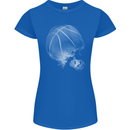 Basketball Skull Womens Petite Cut T-Shirt Royal Blue