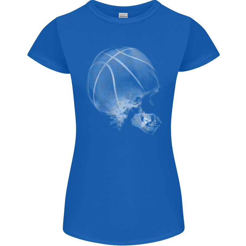 Basketball Skull Womens Petite Cut T-Shirt Royal Blue