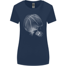 Basketball Skull Womens Wider Cut T-Shirt Navy Blue
