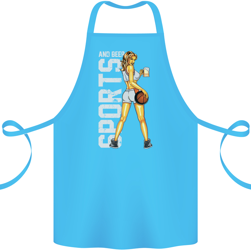 Basketball Sports & Beer Funny Cotton Apron 100% Organic Turquoise
