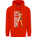 Basketball Sports & Beer Funny Mens 80% Cotton Hoodie Bright Red