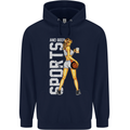 Basketball Sports & Beer Funny Mens 80% Cotton Hoodie Navy Blue