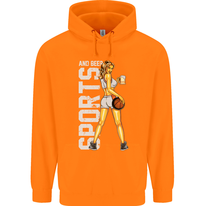 Basketball Sports & Beer Funny Mens 80% Cotton Hoodie Orange