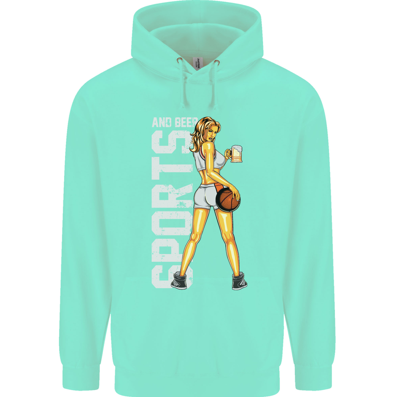 Basketball Sports & Beer Funny Mens 80% Cotton Hoodie Peppermint