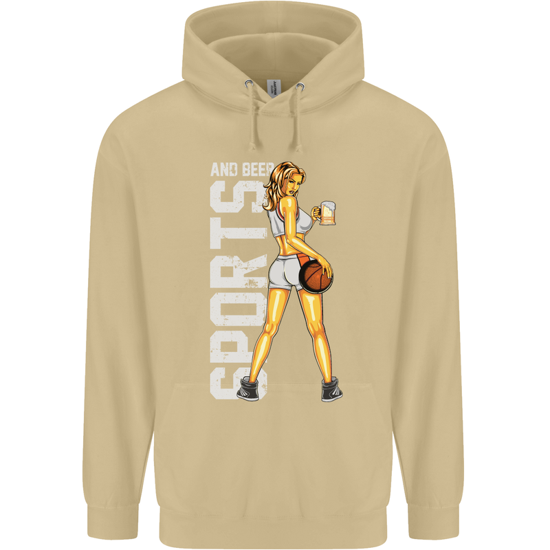 Basketball Sports & Beer Funny Mens 80% Cotton Hoodie Sand