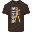 Basketball Sports & Beer Funny Mens Cotton T-Shirt Tee Top Dark Chocolate