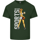 Basketball Sports & Beer Funny Mens Cotton T-Shirt Tee Top Forest Green