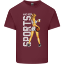 Basketball Sports & Beer Funny Mens Cotton T-Shirt Tee Top Maroon
