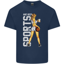 Basketball Sports & Beer Funny Mens Cotton T-Shirt Tee Top Navy Blue