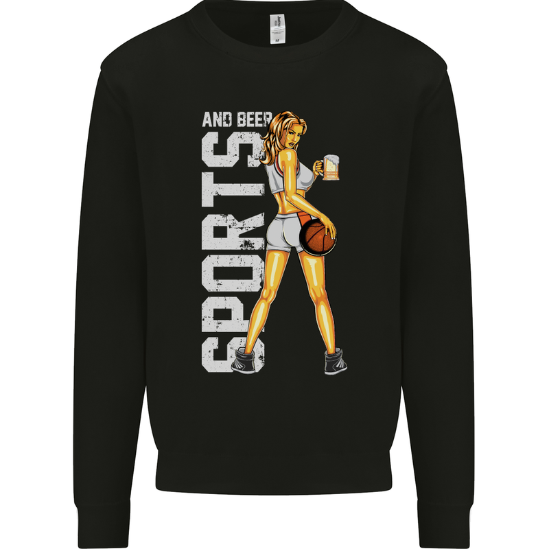 Basketball Sports & Beer Funny Mens Sweatshirt Jumper Black