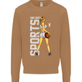 Basketball Sports & Beer Funny Mens Sweatshirt Jumper Caramel Latte