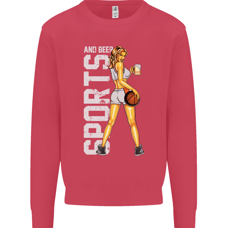 Basketball Sports & Beer Funny Mens Sweatshirt Jumper Heliconia