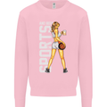 Basketball Sports & Beer Funny Mens Sweatshirt Jumper Light Pink
