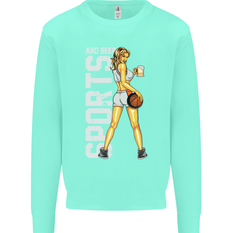 Basketball Sports & Beer Funny Mens Sweatshirt Jumper Peppermint