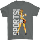 Basketball Sports & Beer Funny Mens T-Shirt Cotton Gildan Charcoal