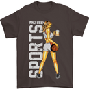 Basketball Sports & Beer Funny Mens T-Shirt Cotton Gildan Dark Chocolate