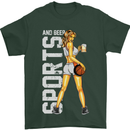 Basketball Sports & Beer Funny Mens T-Shirt Cotton Gildan Forest Green