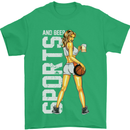 Basketball Sports & Beer Funny Mens T-Shirt Cotton Gildan Irish Green