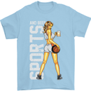 Basketball Sports & Beer Funny Mens T-Shirt Cotton Gildan Light Blue