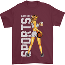 Basketball Sports & Beer Funny Mens T-Shirt Cotton Gildan Maroon