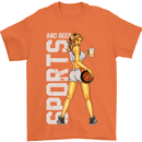 Basketball Sports & Beer Funny Mens T-Shirt Cotton Gildan Orange