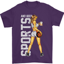 Basketball Sports & Beer Funny Mens T-Shirt Cotton Gildan Purple