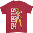 Basketball Sports & Beer Funny Mens T-Shirt Cotton Gildan Red