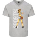 Basketball Sports & Beer Funny Mens V-Neck Cotton T-Shirt Sports Grey