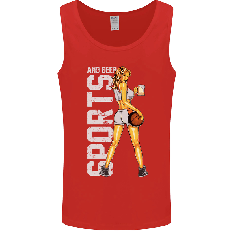 Basketball Sports & Beer Funny Mens Vest Tank Top Red