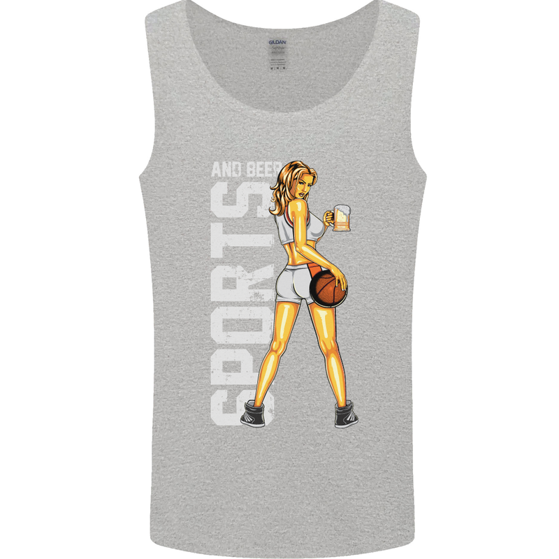 Basketball Sports & Beer Funny Mens Vest Tank Top Sports Grey