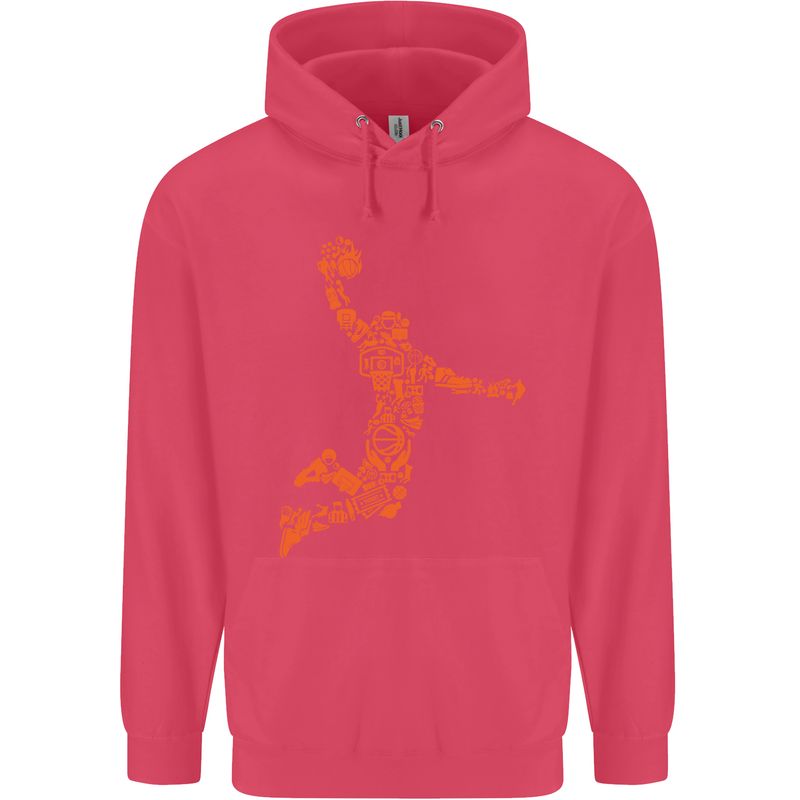 Basketball Word Art Childrens Kids Hoodie Heliconia