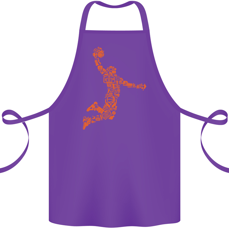 Basketball Word Art Cotton Apron 100% Organic Purple