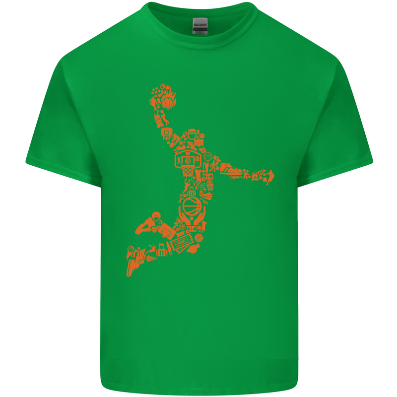 Basketball Word Art Kids T-Shirt Childrens Irish Green