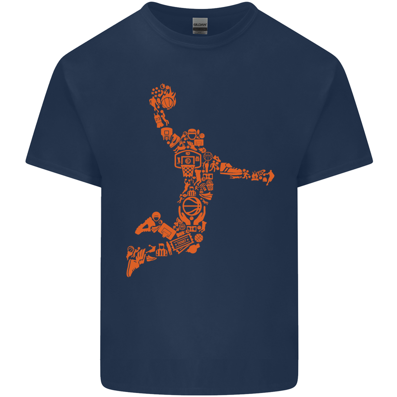 Basketball Word Art Kids T-Shirt Childrens Navy Blue
