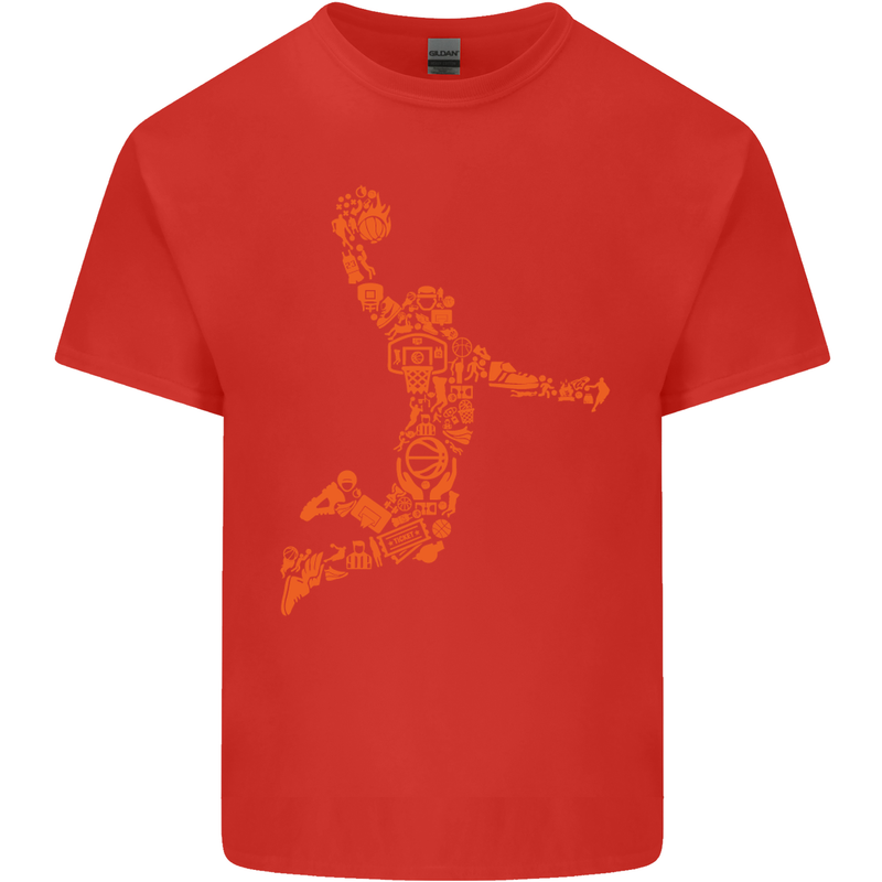 Basketball Word Art Kids T-Shirt Childrens Red