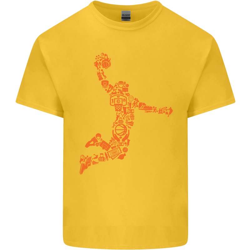Basketball Word Art Kids T-Shirt Childrens Yellow