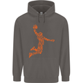 Basketball Word Art Mens 80% Cotton Hoodie Charcoal