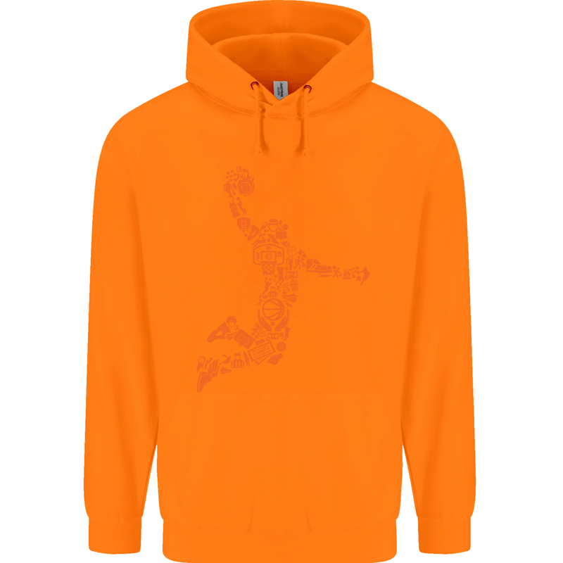 Basketball Word Art Mens 80% Cotton Hoodie Orange
