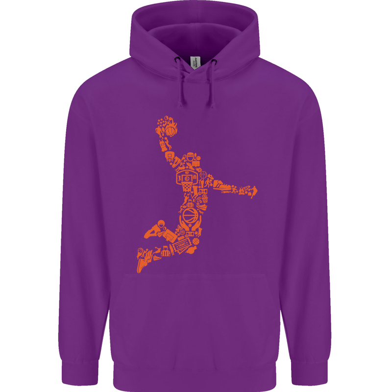 Basketball Word Art Mens 80% Cotton Hoodie Purple