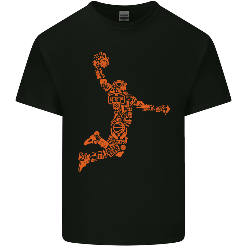 Basketball Word Art Mens Cotton T-Shirt Tee Top Black